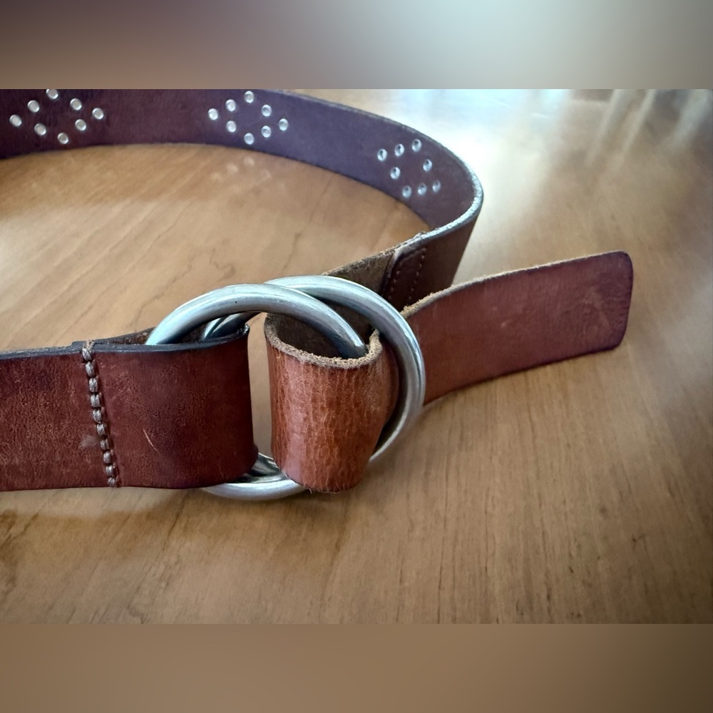 VTG Abercrombie & Fitch BROWN GENUINE LEATHER 1 3/8" Wd EYELET CASUAL BELT S - Picture 11 of 16